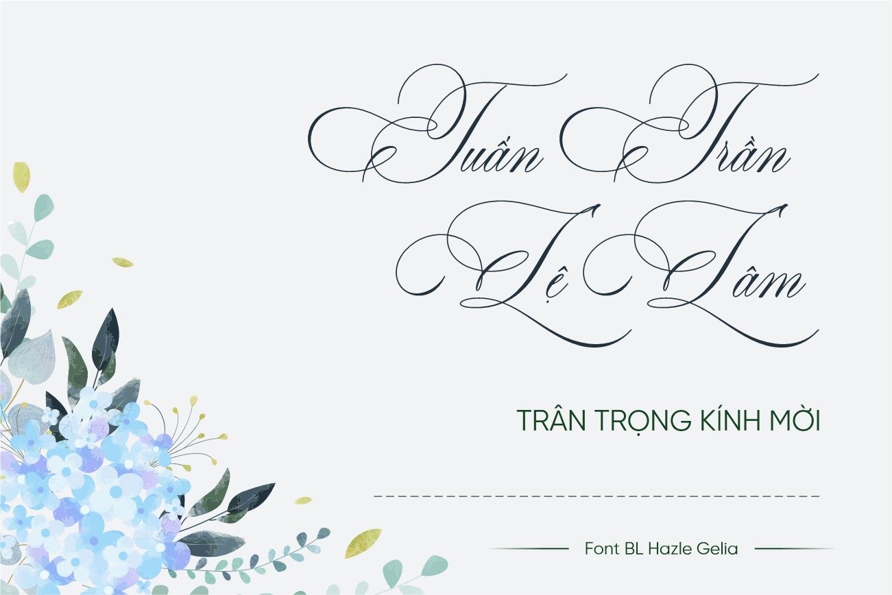 Font Chữ  Script Viết Tay Lãng Mạn - BL Hazle Gelia Việt Hóa
