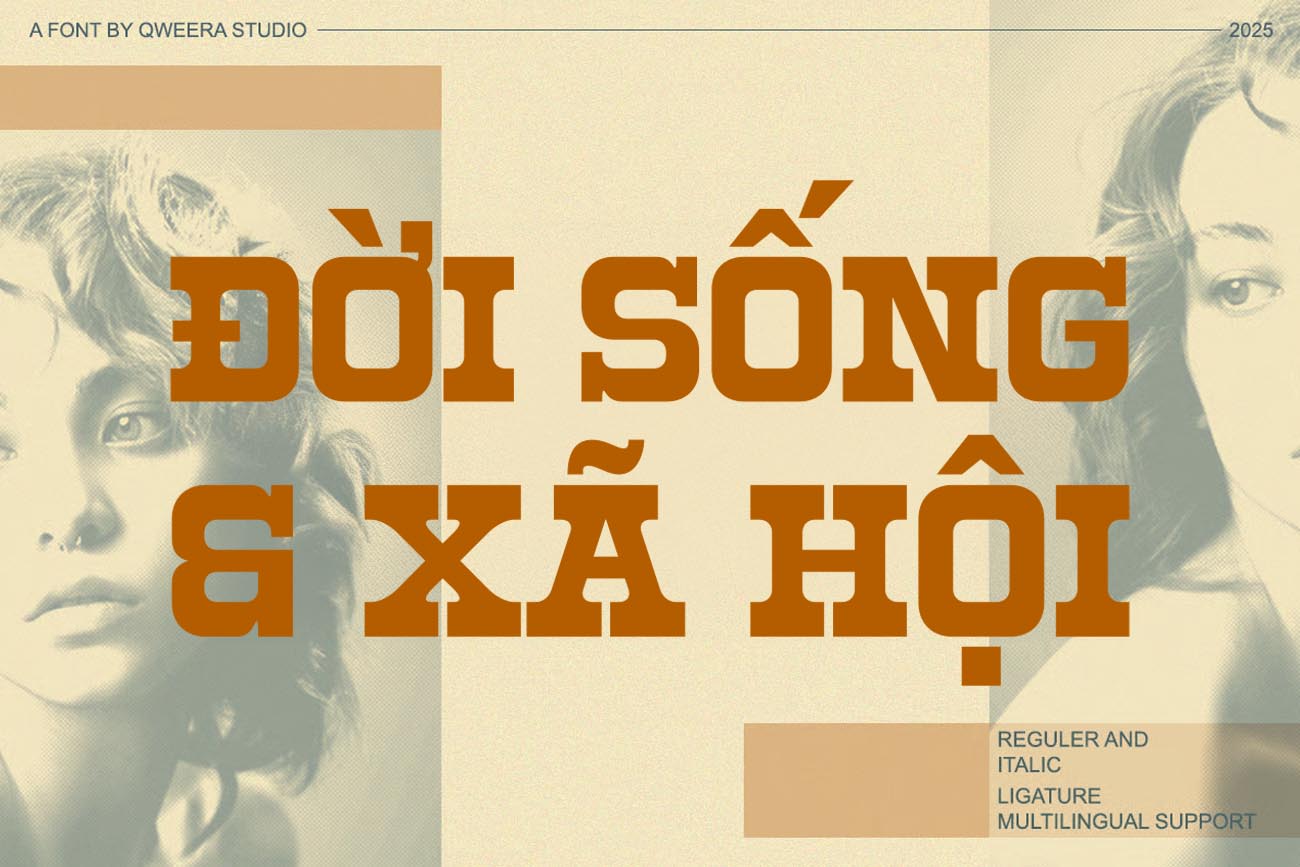 Font chữ Display đậm chất Retro TH Roge Việt h&oacute;a