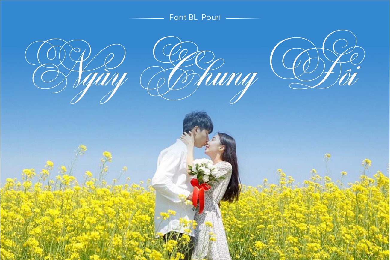 Font chữ calligraphy cho thiệp cưới - BL Pouri Việt hóa
